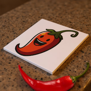 Cheerful Chili Pepper Ceramic Tile