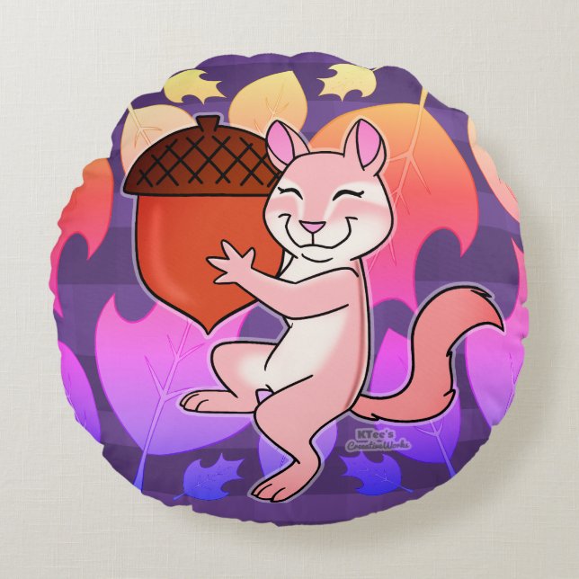 Cheerful Chipmunk - Round Pillow (Front)
