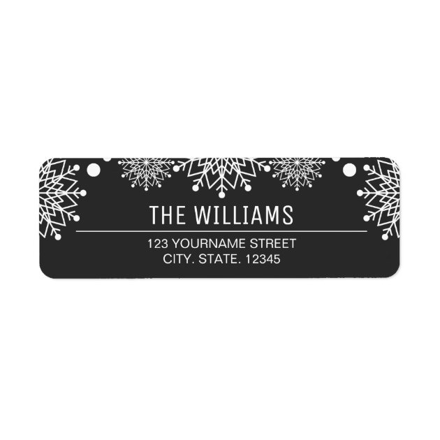 Cheerful Christmas | Black And White Snowflakes Label