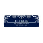 Cheerful Christmas | Blue and White Snowflakes Label<br><div class="desc">Customizable return address label for the holiday season.</div>