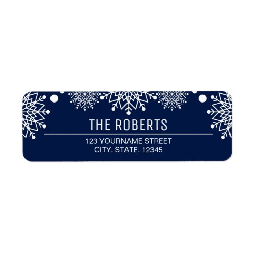 Cheerful Christmas  Blue and White Snowflakes Label