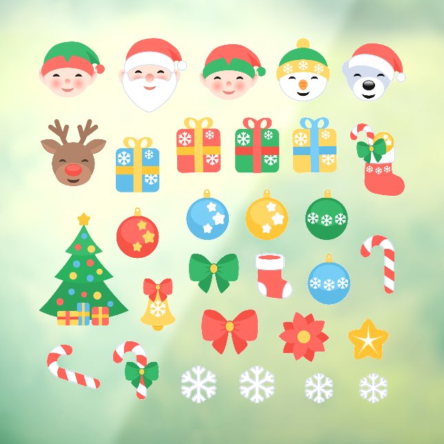 Cheerful Christmas Cartoons Window Cling (Sheet 3)