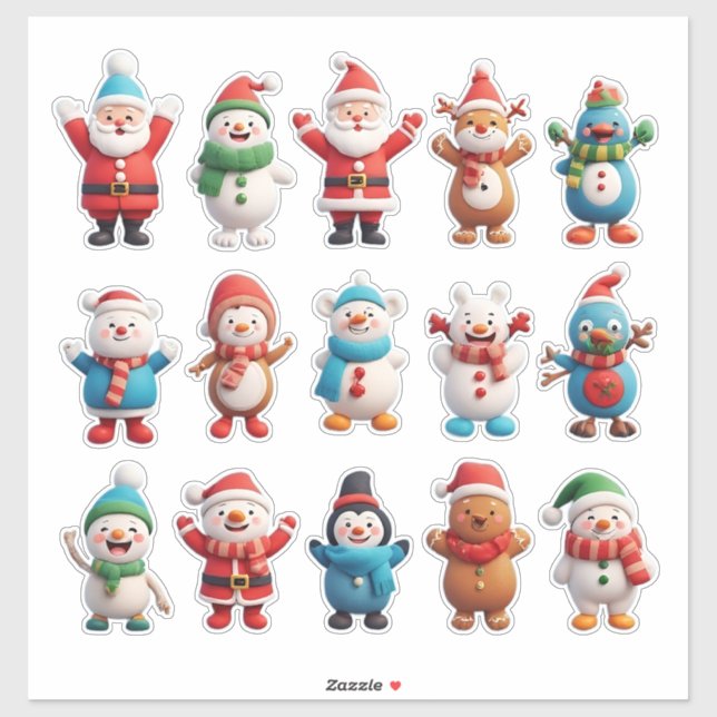 Cheerful Christmas Characters Sticker (Sheet)