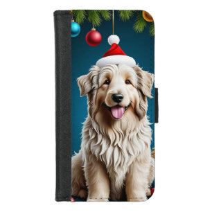 🐶 Cheerful Christmas Dog with Fluffy Coat ✨ iPhone 8/7 Wallet Case