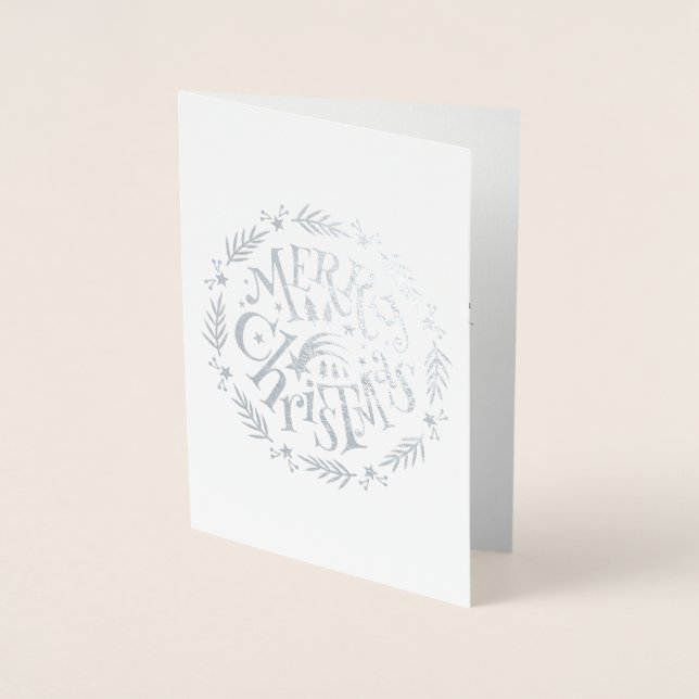 Cheerful Christmas Family Photo Foil Card (Front)