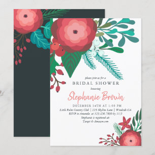 Cheerful Christmas Foliage Bridal Shower Invitation
