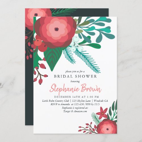 Cheerful Christmas Foliage Bridal Shower Invitation