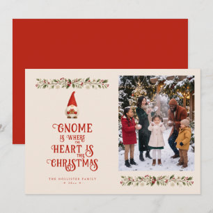 Cheerful Christmas Gnome Photo Greeting TMF26 Holiday Card