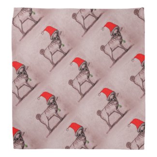 Cheerful Christmas Pug Bandana