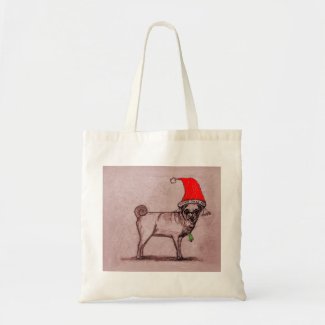 Cheerful Christmas Pug Budget Tote