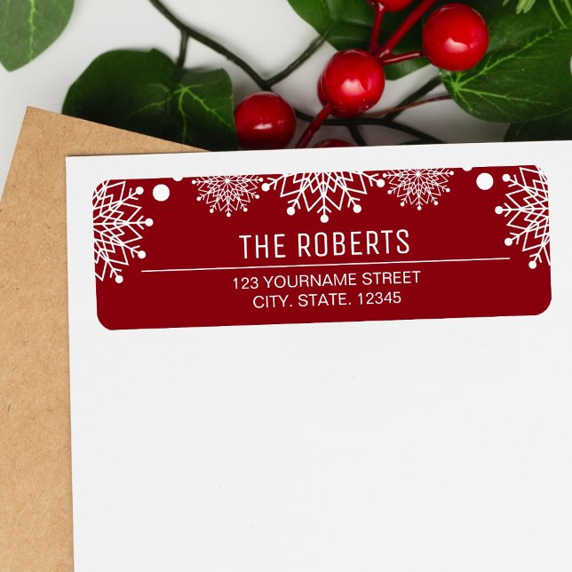 Cheerful Christmas | Red and White Snowflakes Label (Creator Uploaded)