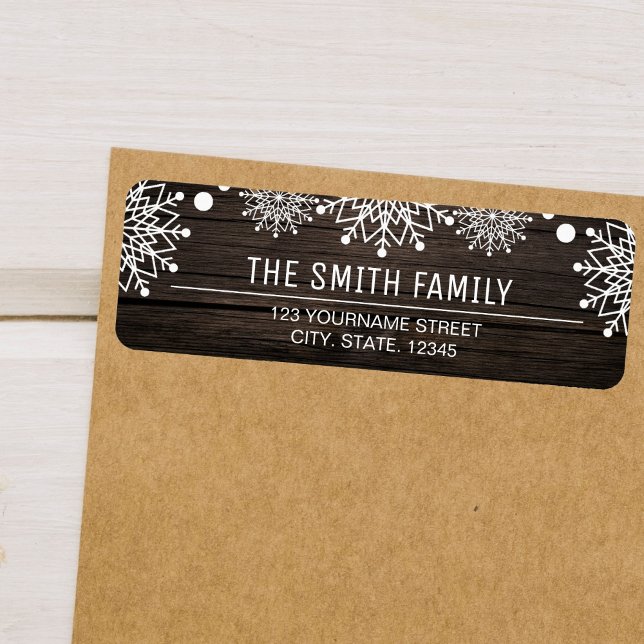 Cheerful Christmas | Rustic Barn Wood Snowflakes Label (Creator Uploaded)