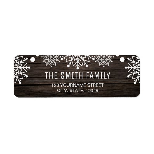 Cheerful Christmas  Rustic Barn Wood Snowflakes Label