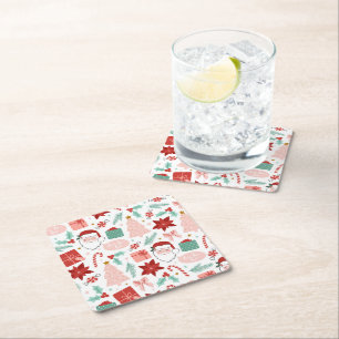 Cheerful Christmas Square Paper Coaster