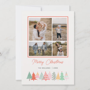 Cheerful Christmas Trees Cozy 4 Photo Holiday Ca Card