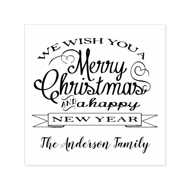 Cheerful Christmas Wish Custom Name Self-inking Stamp (Design)