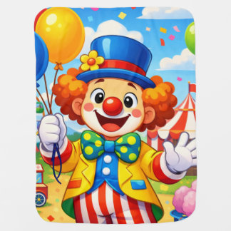 Cheerful Circus Clown Baby Blanket