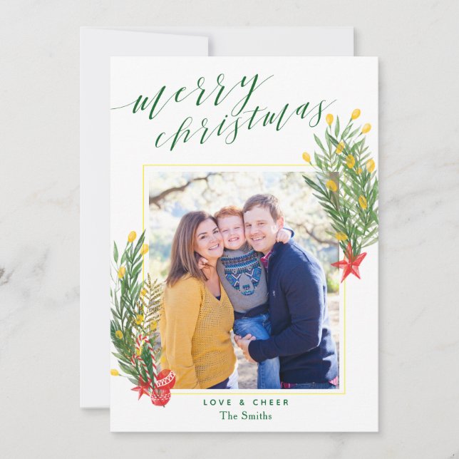 Cheerful Citrus Tropical Christmas Photo Card (Front)