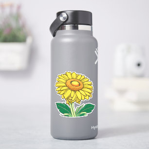 Cheerful Classic Bright Yellow Sunflower Contour Sticker