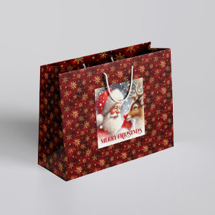 Cheerful Classic Santa and Red Nose Rudolph Bag