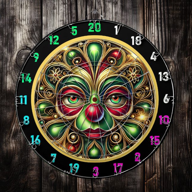 Cheerful Clown Face with Big Red Nose Dartboard (Creator Uploaded)