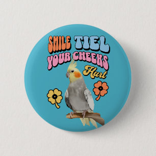 Cheerful Cockatiel Parrot Button