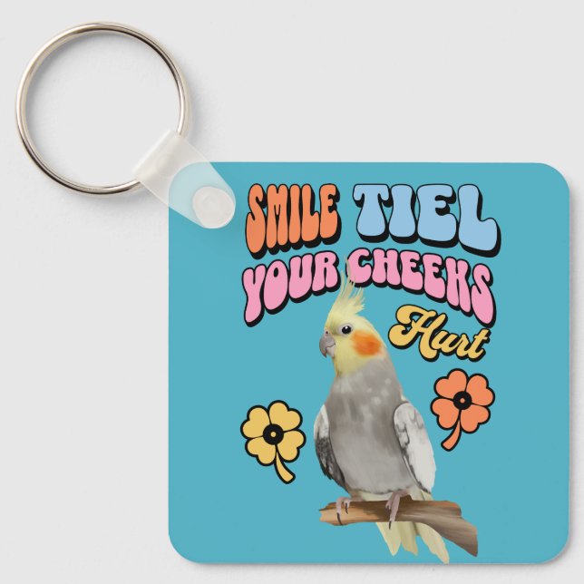 Cheerful Cockatiel Parrot  Keychain (Front)