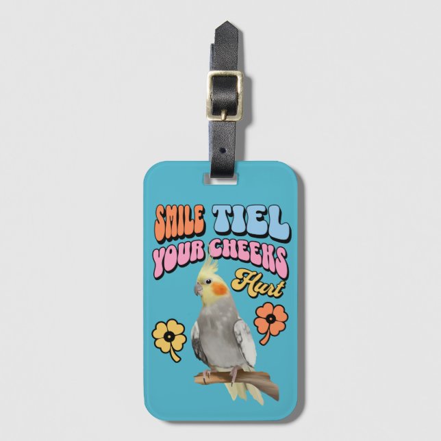 Cheerful Cockatiel Parrot  Luggage Tag (Front Vertical)
