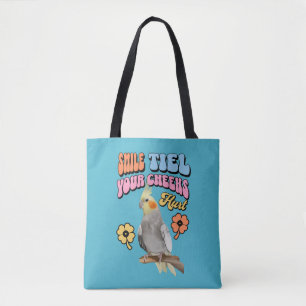 Cheerful Cockatiel Parrot Tote Bag