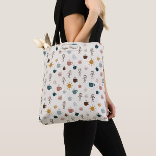 Cheerful Coffee Mom Custom Tote Bag