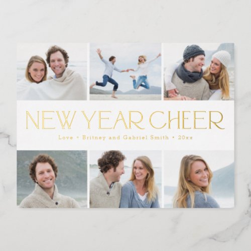Cheerful Collage FOIL Happy New Year Card Postcard