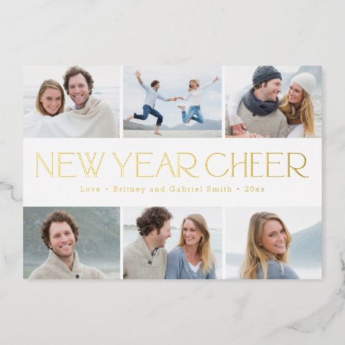 Cheerful Collage FOIL Happy New Year Photo Card