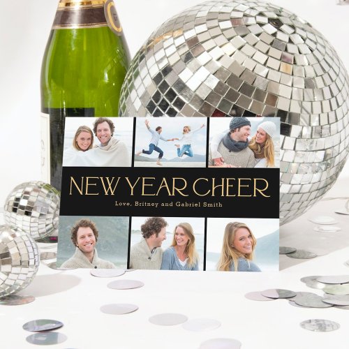 Cheerful Collage Happy New Year Photo Card