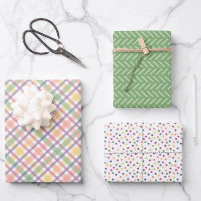 Cheerful Collection of Green, Pink &amp; Yellow Wrapping Paper Sheets