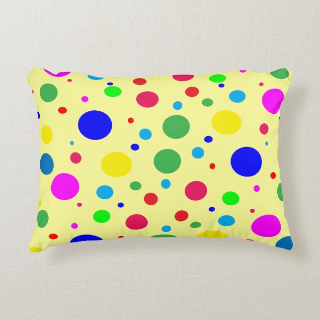 Cheerful Color Polkadot Circles Accent Pillow (Front)