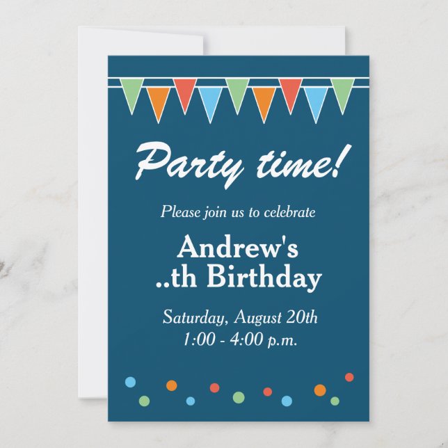Cheerful colored bunting flags Birthday party Invitation (Front)