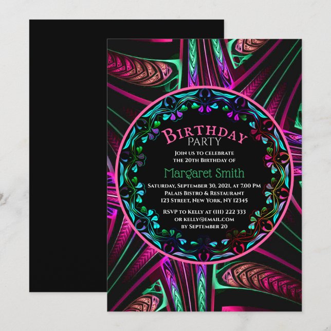 Cheerful Colorful Art Birthday Party Invitation (Front/Back)