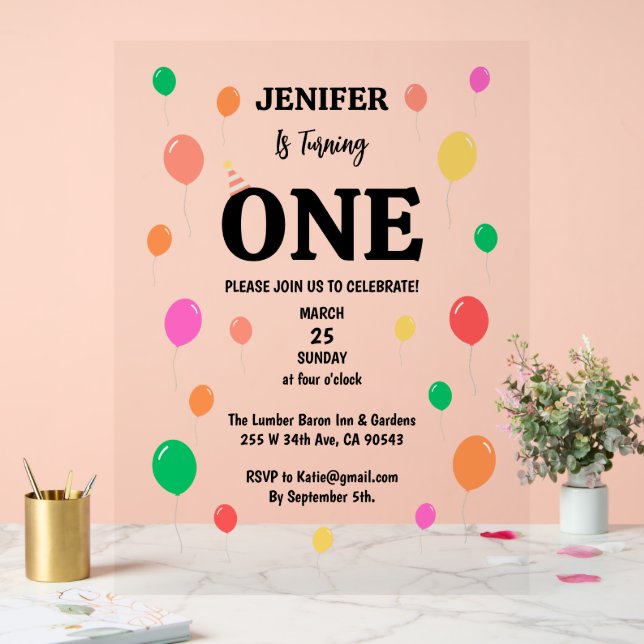 cheerful colorful balloon birthday acrylic sign (Wedding)