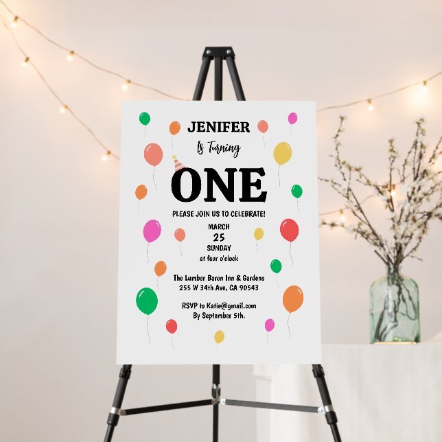 cheerful colorful balloon birthday foam board (In Situ (Stand))
