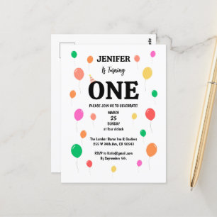 cheerful colorful balloon birthday postcard