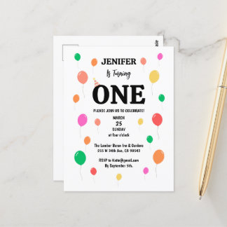 cheerful colorful balloon birthday postcard