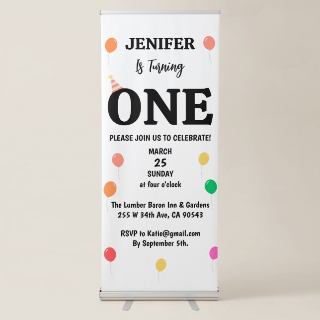 cheerful colorful balloon birthday retractable banner (Front)
