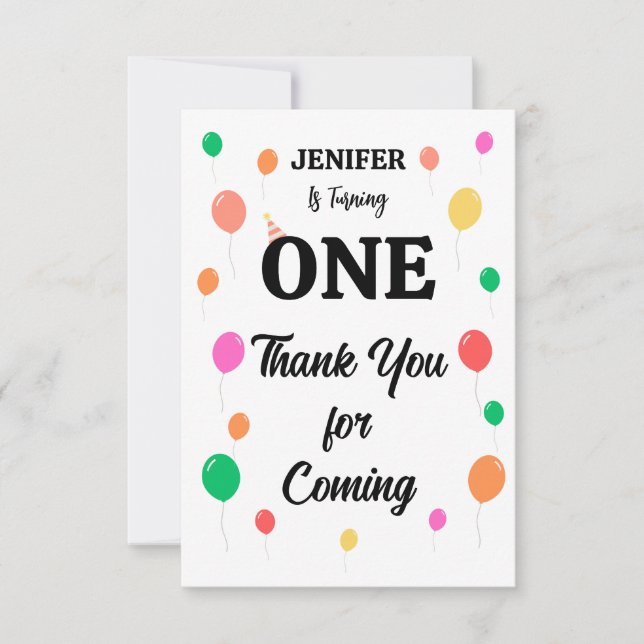 cheerful colorful balloon birthday thank you card (Front)
