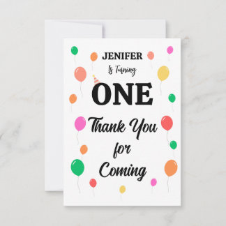 cheerful colorful balloon birthday thank you card