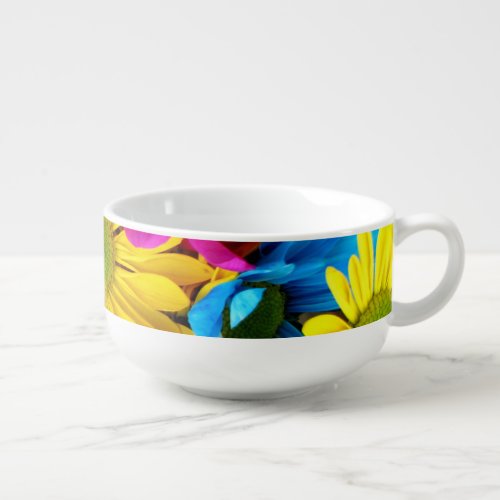 Cheerful Colorful Daisy Flowers Bright Floral Soup Mug