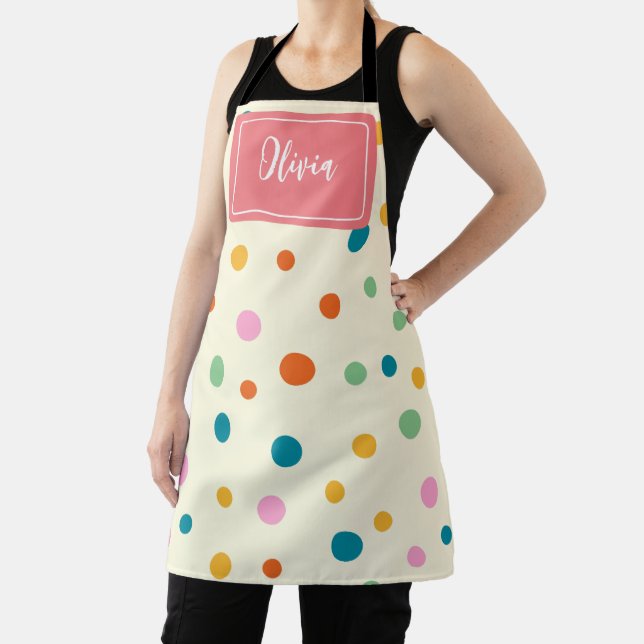 Cheerful Colorful Dots Personalized Apron (Insitu)