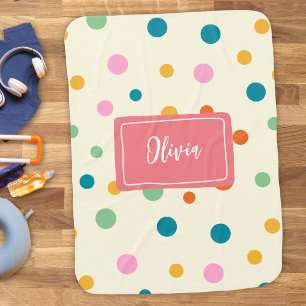 Cheerful Colorful Dots Personalized Baby Blanket