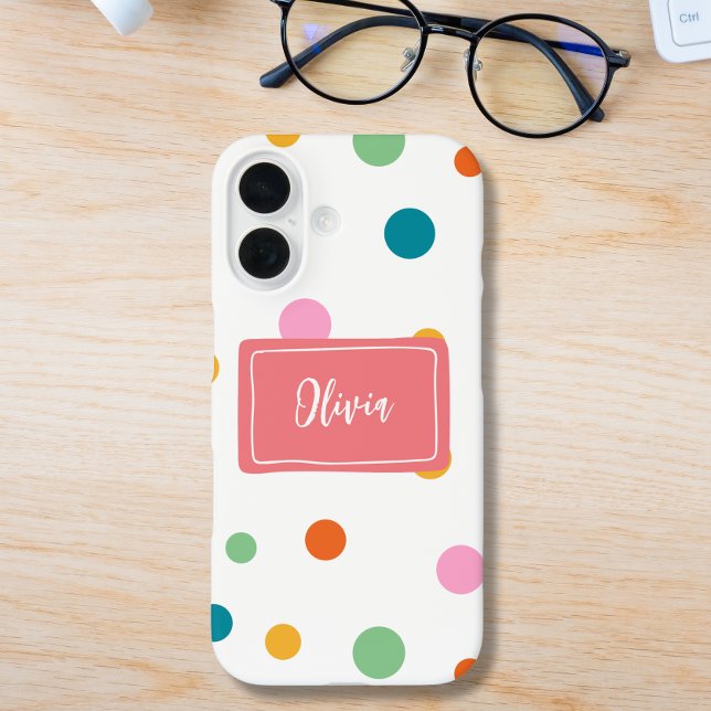 Cheerful Colorful Dots Personalized Case-Mate iPhone Case (Creator Uploaded)
