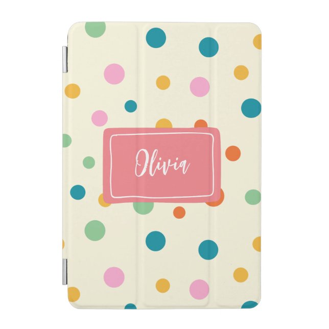 Cheerful Colorful Dots Personalized iPad Mini Cover (Front)
