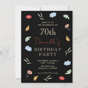 Cheerful Colorful Floral 70th Birthday Invitations